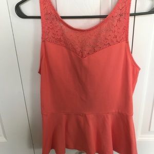 Express sleeveless coral peplum top